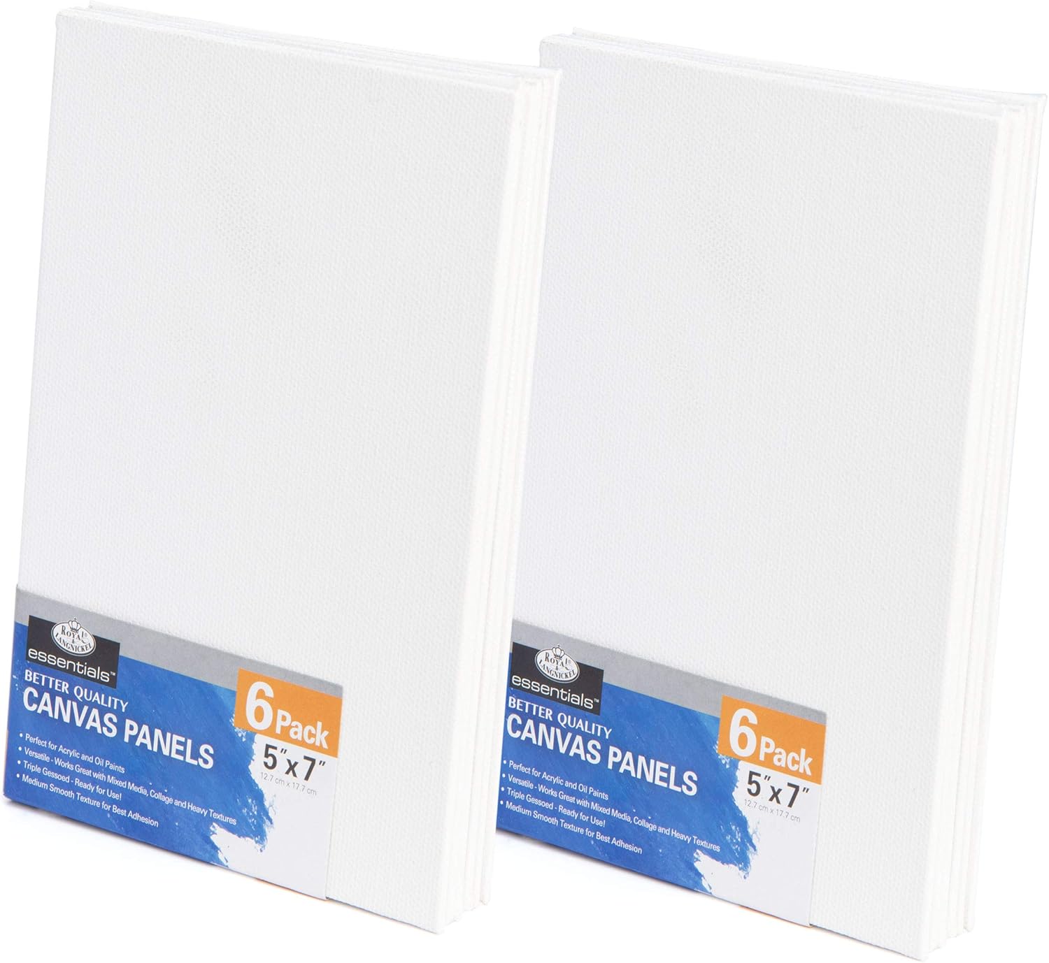 Royal & Langnickel Essentials 5x7 Triple Gessoed Canvas Panel Value Pack, for Oil and Acrylic Painting, 12 Pack