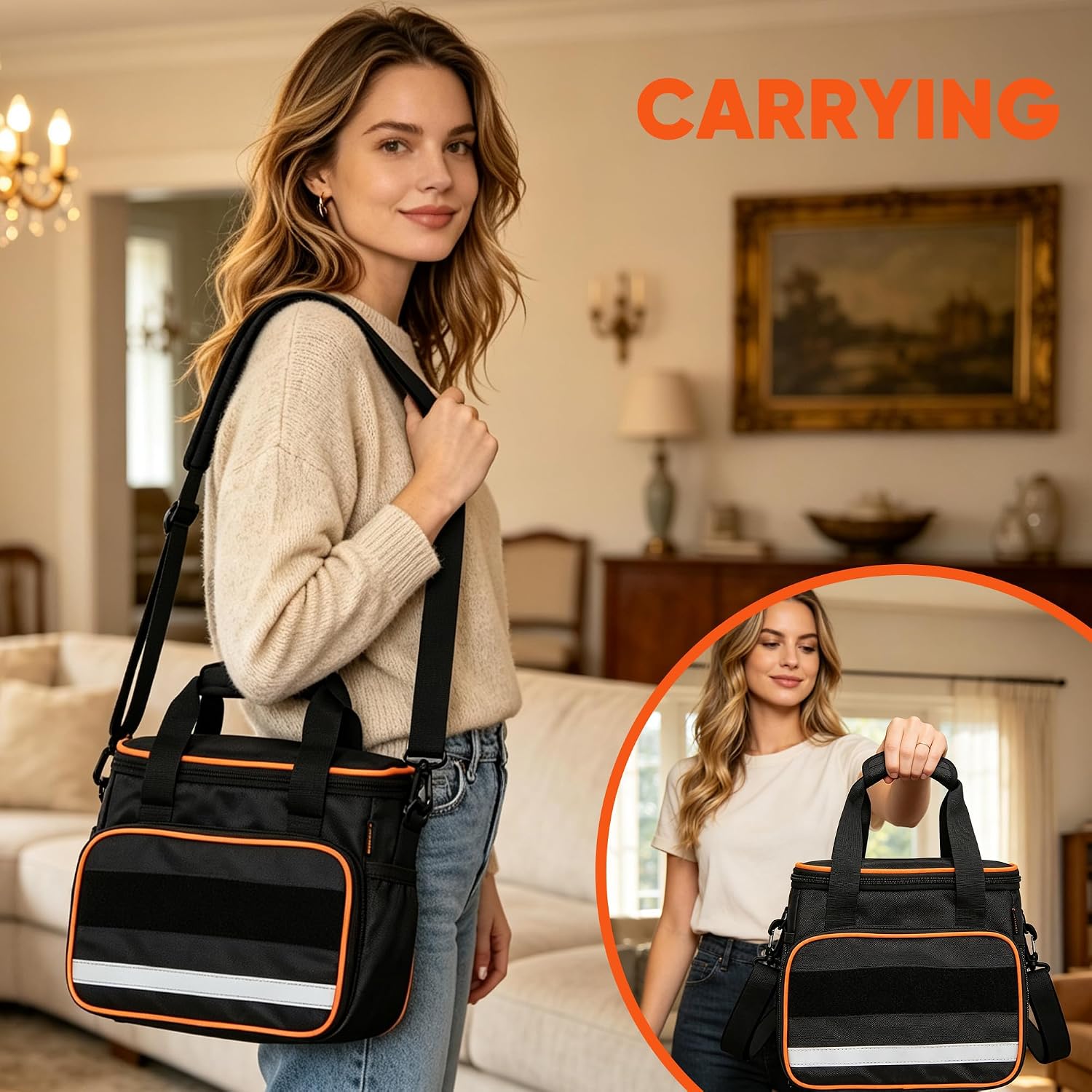 CROTIRAD Steam Cleaner Carrying Case Compatible with WSRYYCC Handheld Steam Cleaner, Portable Storage Bag for Gautye Hand Held Steam Cleaner with Shoulder Strap and Multiple Pockets, Black