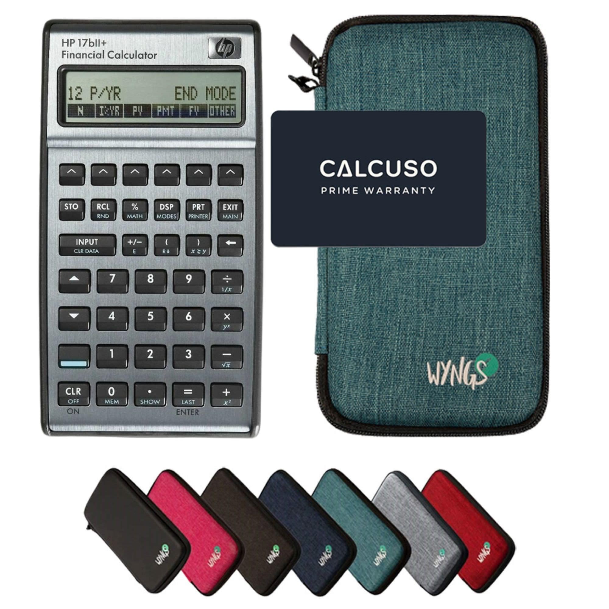 HP 17bll+ con Funda Protectora WYNGS Turquesa - Calculadora Financiera - Paquete Básico