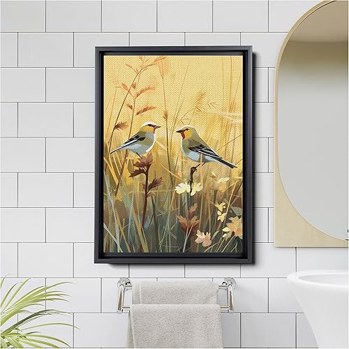 Miniatura 3 de Golden Moments, Retro Midcentury Illustration PrintPoster of a Goldfinch in a Summer Meadow - Bird Poster and Nature Print