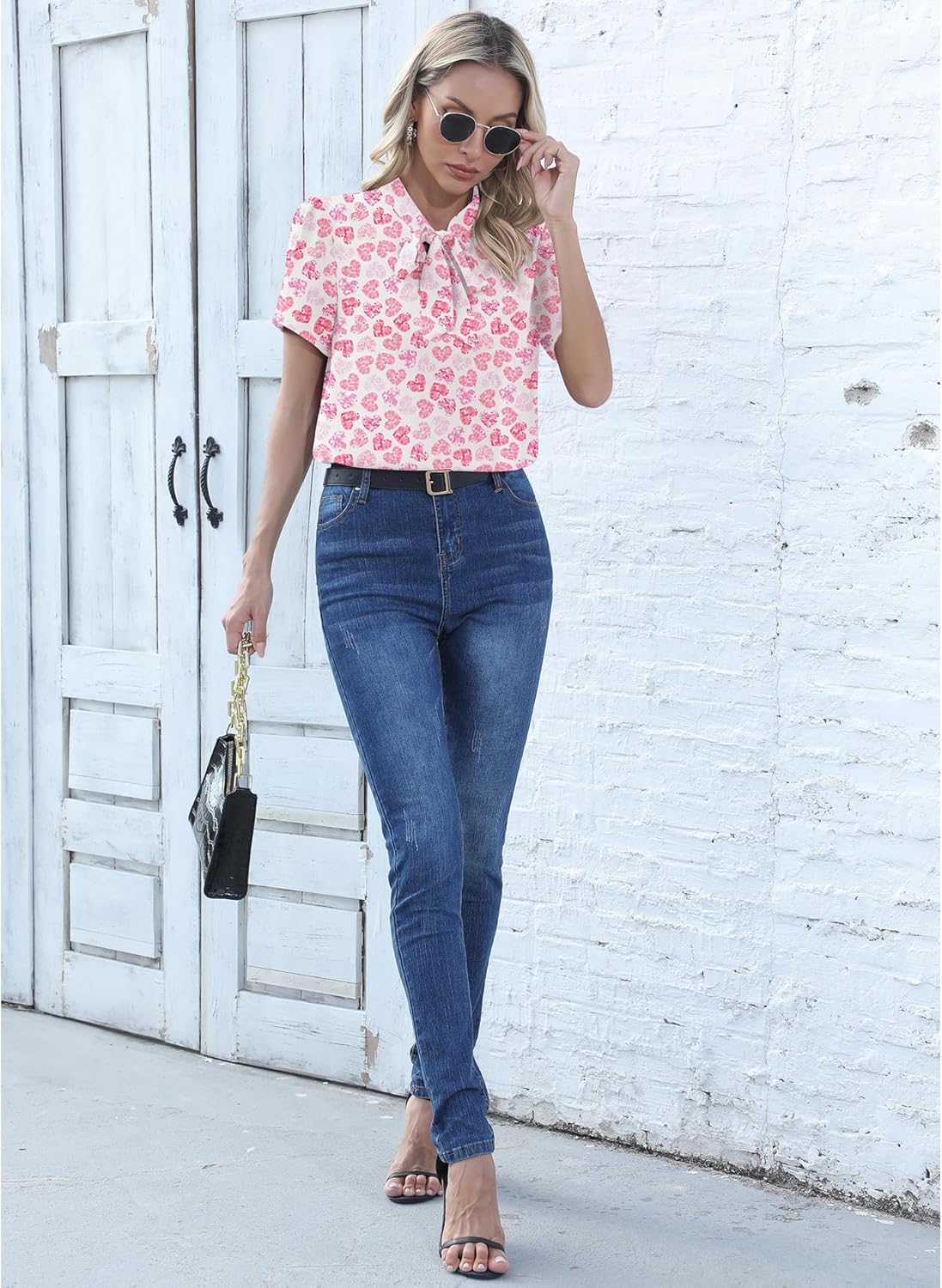 CZYINXIAN Womens Dressy Chiffon Blouse Business Work Casual Tie Neck Shirt Tops - Image 5