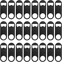 Vista 8 de 12 abridores de botellas planos de 4.9 x 1.18 pulgadas, abridor de botellas de cerveza de acero inoxidable negro, hoja de barra resistente, abridor