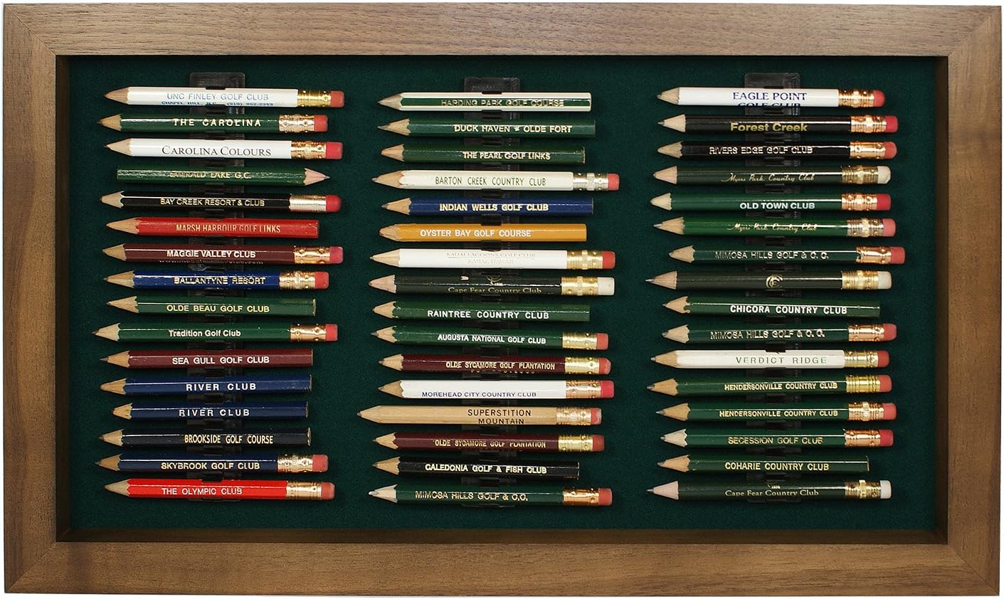 Eureka Golf Pencil Display Case | Holds 48 Round or Hexagonal Golf Pencils | Walnut Finish | Made in The USA