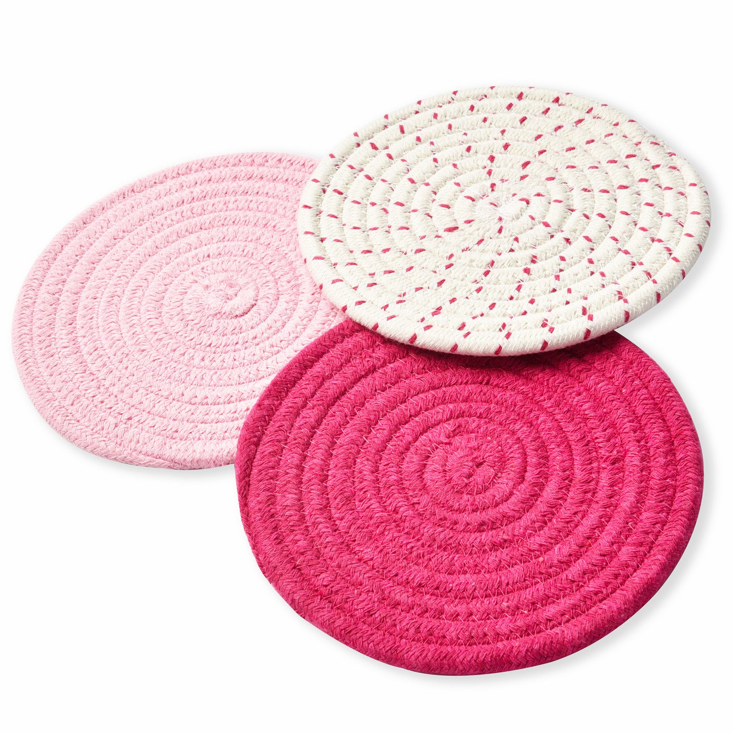Jennice House Zestaw podkładek pod garnki, podstawki, 100% czysta bawełna, stylowe podstawki, Hot Pads, Hot Pads, podstawka na łyżki do gotowania i pieczenia, średnica 17,8 cm, 3 sztuki