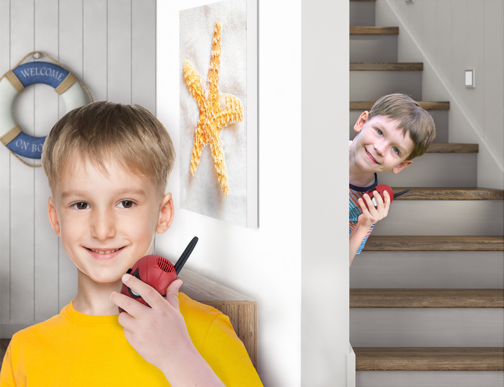 EKids Spiderman krótkofalówki dla dzieci, 2-kierunkowe radio dalekiego zasięgu z grafiką postaci i stylizacją, ręczne krótkofalówki dla dzieci, na zewnątrz, do wewnątrz, przygoda, gra, czerwone