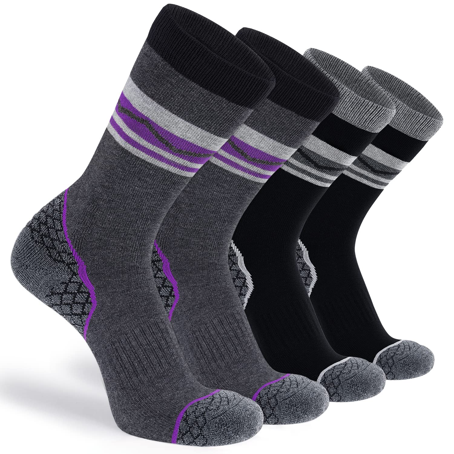 CS CELERSPORT 4 Pack Women's Merino Wool Hiking Socks Cushioned Warm Thermal Winter Boot Socks