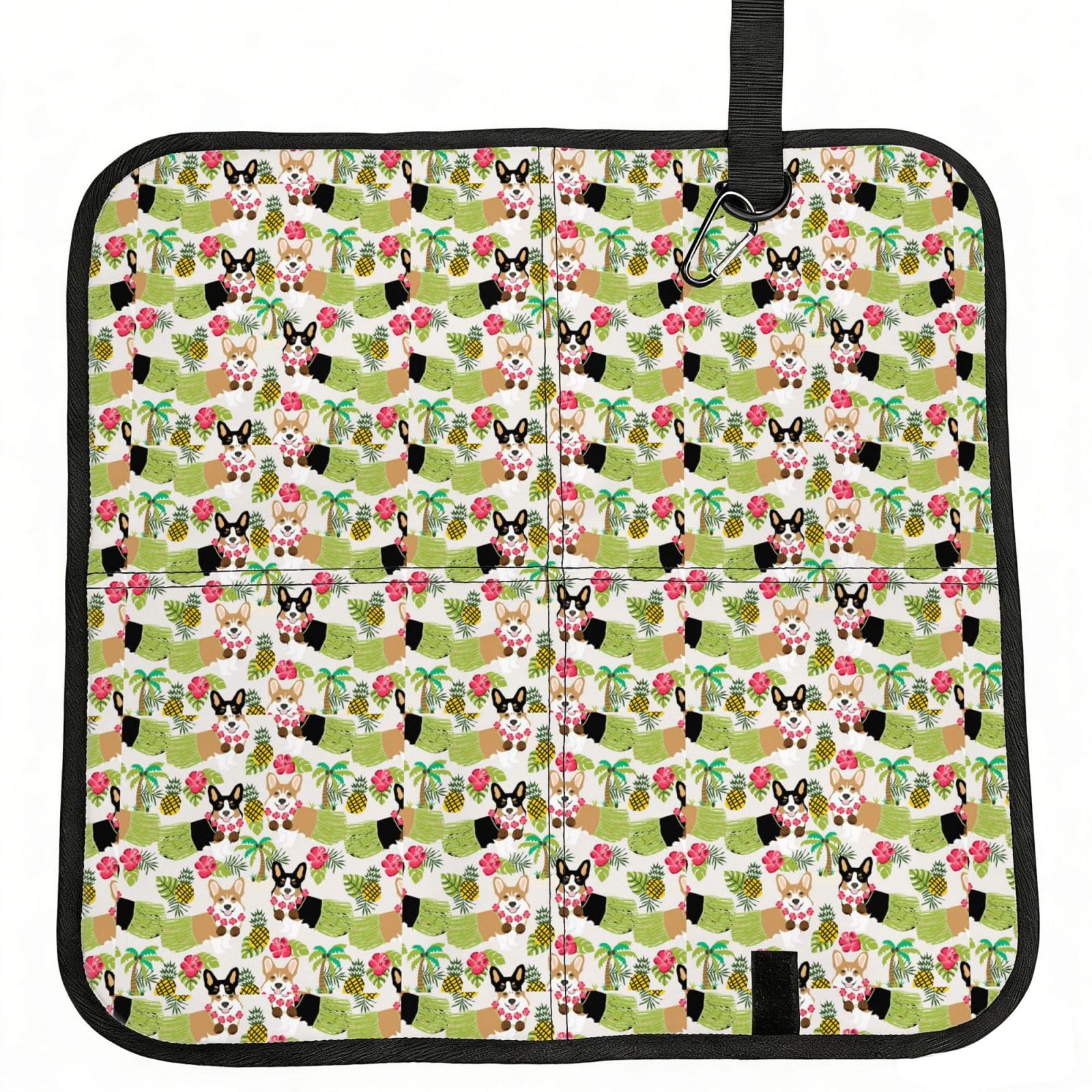 ERCgad Corgi Hawaiian Tropical Summer Pineapple Print Foldable Seat Cushion Portable Chair Pad Lightweight Travel Outdoor Office Home