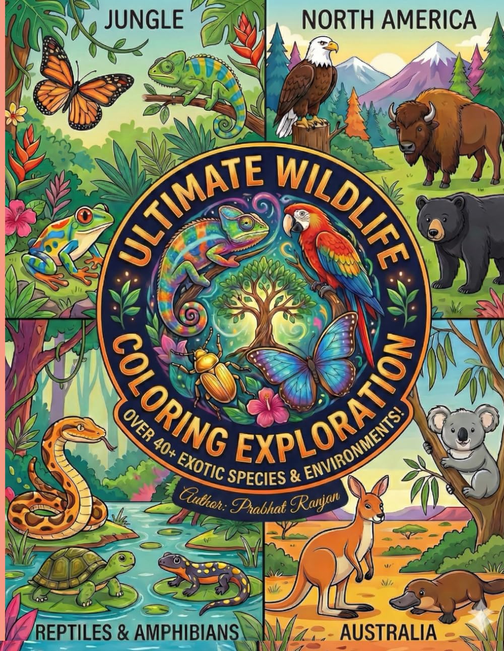 Ultimate Wildlife Coloring Adventure Coloring Book for Ages 3-6: Australian & North American Animals, Reptiles and Amphibians | High-Quality, Bold Outline Coloring Pages for Toddlers & Preschoolers.