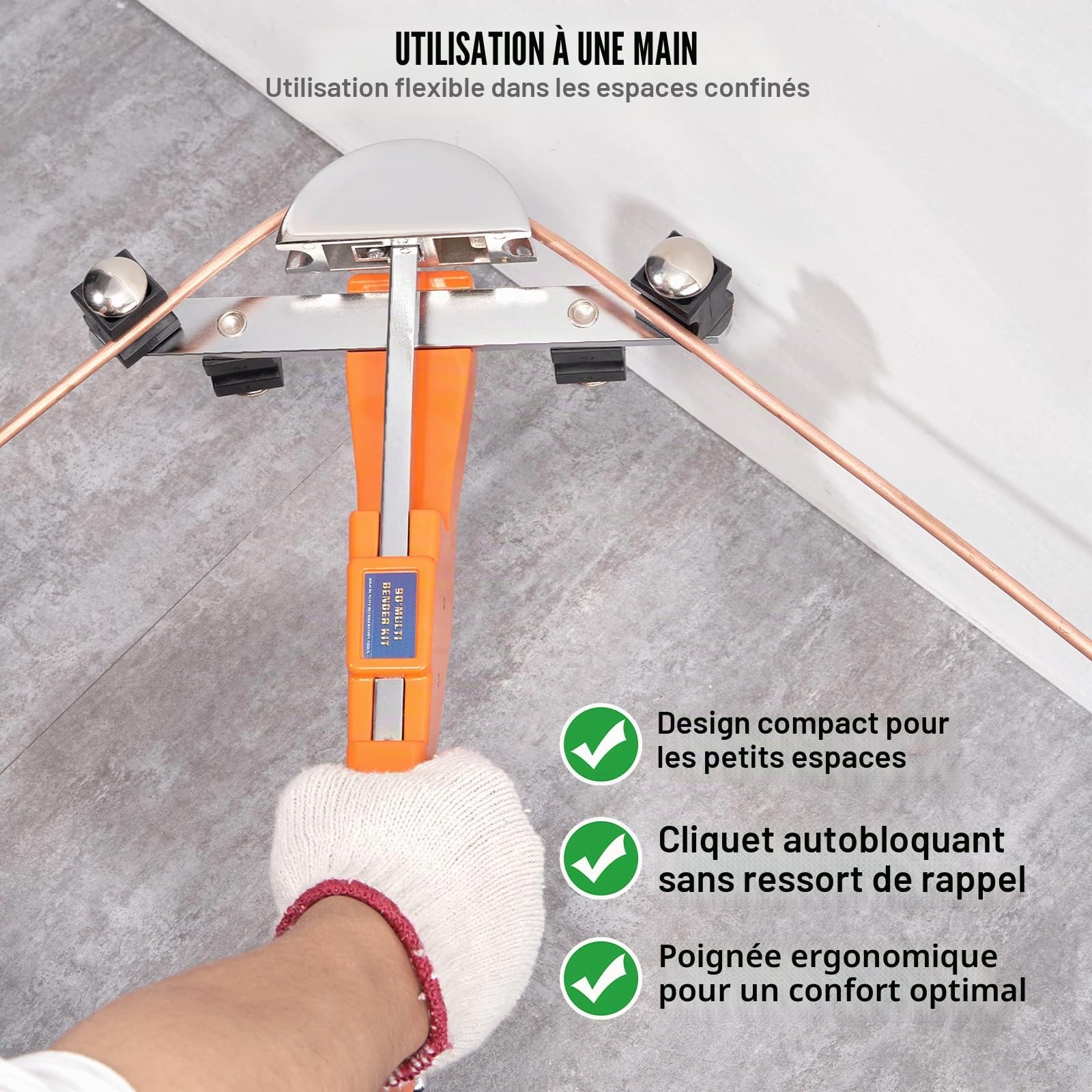 VEVOR Cintreuse Arbalète 6-22 mm Cintreuse à Cliquet de Tubes Manuelle 7 Matrices 90° Cintrage Avant Arrière Coupe-tube Cuivre Outil Ébavurage pour Plomberie Chauffage Sol Réfrigération Climatisation