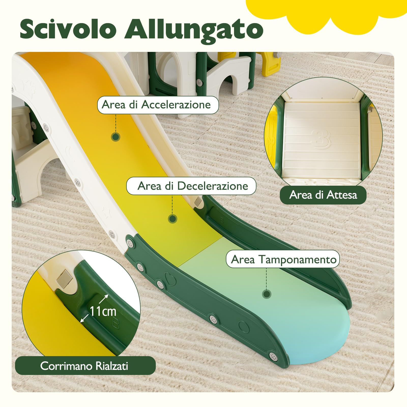 COSTWAY 10 in 1 Set Scivolo per Bambini, Scivolo e Arrampicata con Lavagna Magnetica, Telescopio, Lancio ad Anelli, Canestro da Basket, Tunnel, Parco Giochi per 18 Mesi+