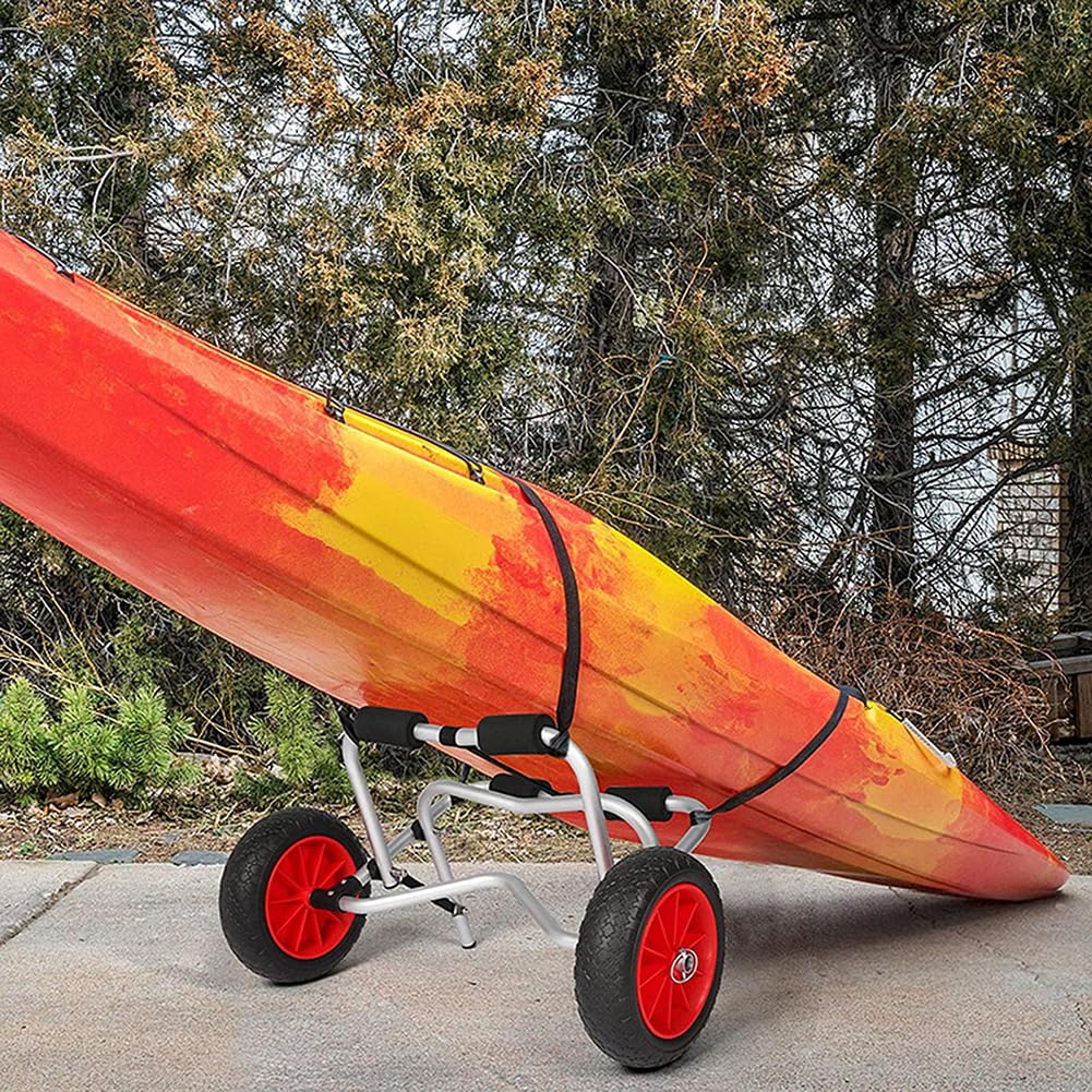 Carro para Kayak de Alta Resistencia con neumáticos macizos de 10 Pulgadas y Estructura de aleación de Aluminio, Carrito Plegable para el Transporte de canoas y embarcaciones.