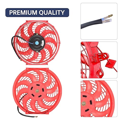 Vista 32 de Kit de montaje de ventilador de refrigeración de radiador eléctrico de 12 pulgadas, ventilador de radiador de alto rendimiento con kit de montaje