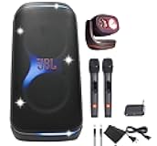 JBL PartyBox Club 120 Speaker - 160W Portable Wireless Splash Proof + Partylight Beam + Wireless Two Microphone System with Receiver + AUX Cable + Microfiber Cloth