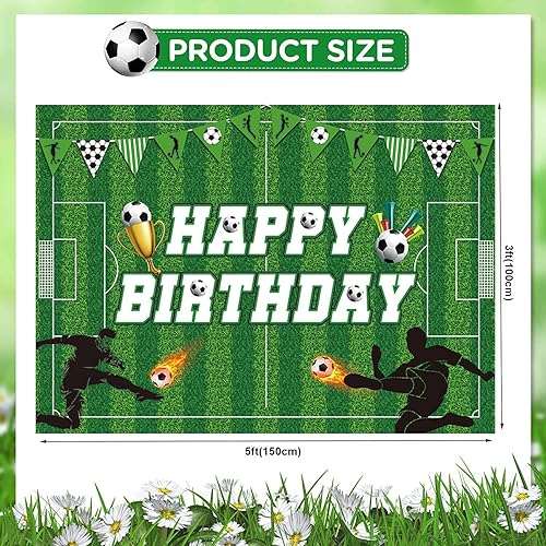 Miniatura 10 de Fondo de fútbol para fiesta de cumpleaños, decoración temática deportiva grande para niños, campo de fútbol, fondo de fotos para reuniones