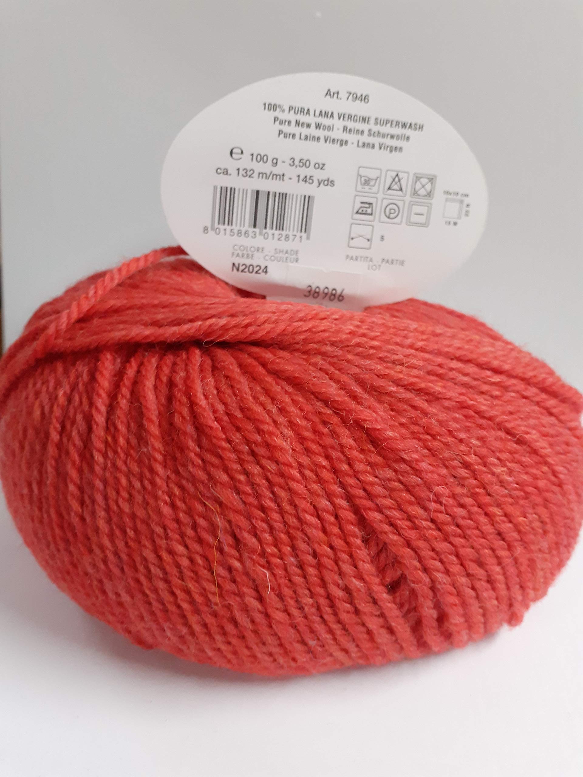 6 GOMITOLI Lana Smart Rosso Mattone (Pura Lana Vergine,da 100 Grammi,Ferri 5-6)