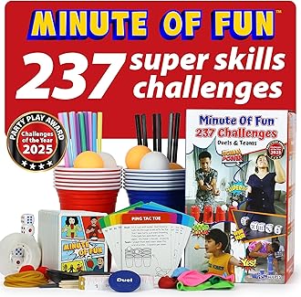 Funwares Original 237 Minute of Fun Games - Minute to Win It Family Party & Travel for Kids & Adults, 2-12 Players! Ready to Play Right Out of The Box!