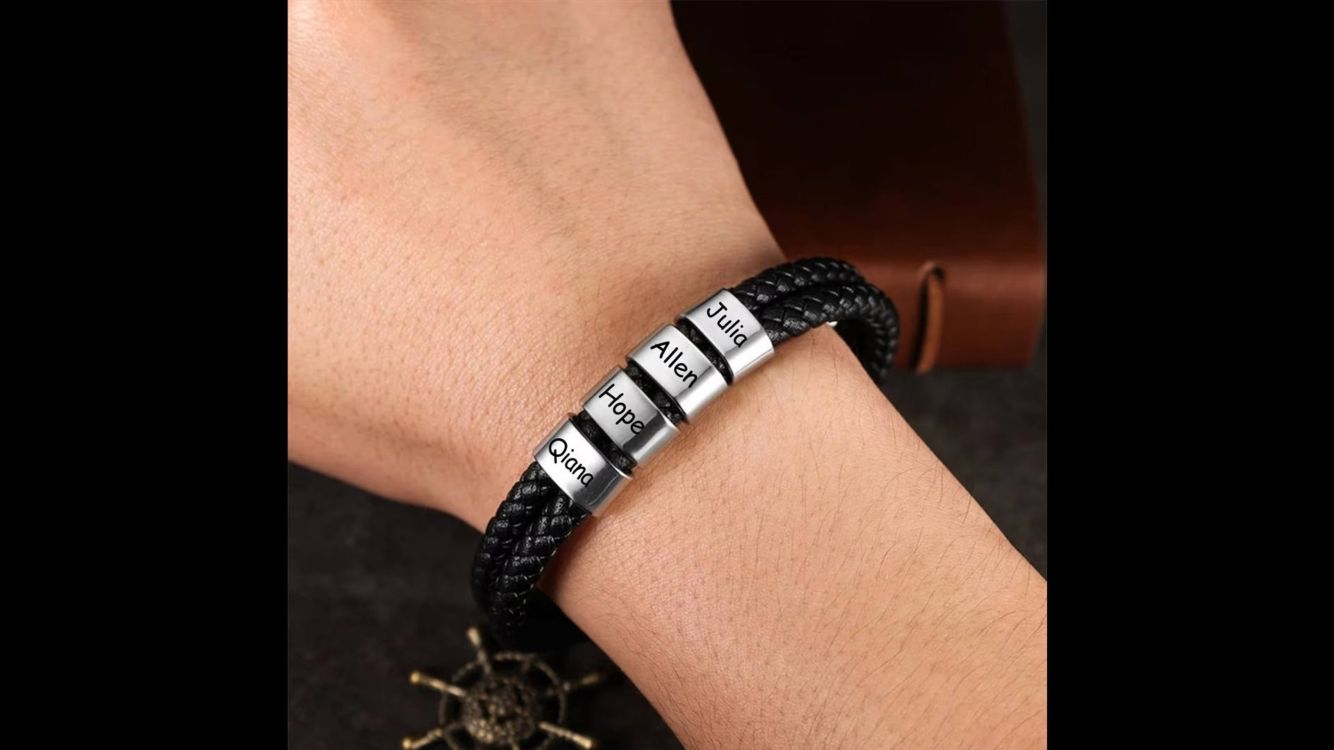 Pulsera personalizada de cuero para hombres miniatura 7