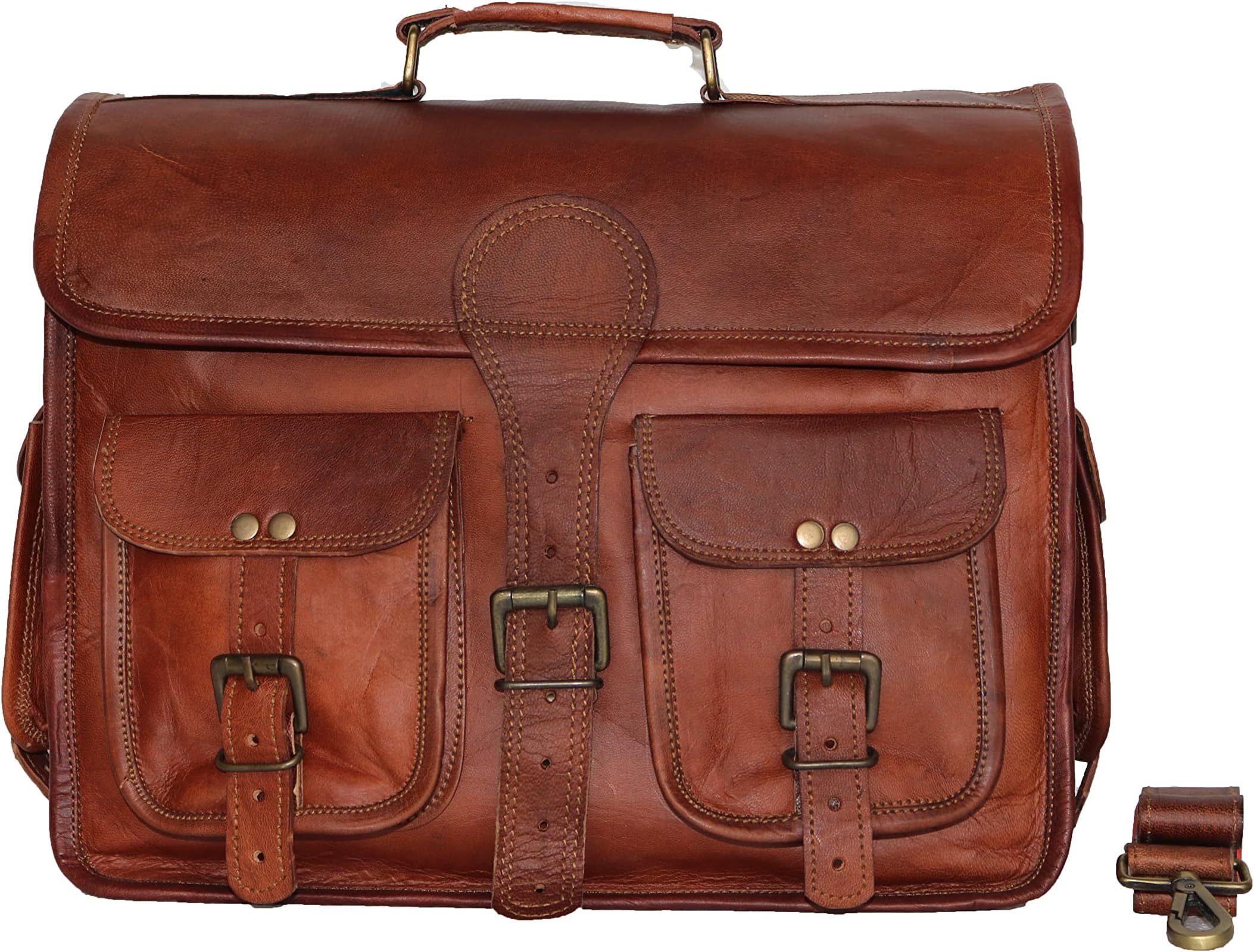 15" leather messenger bag laptop case office briefcase gift for men computer distressed shoulder bag