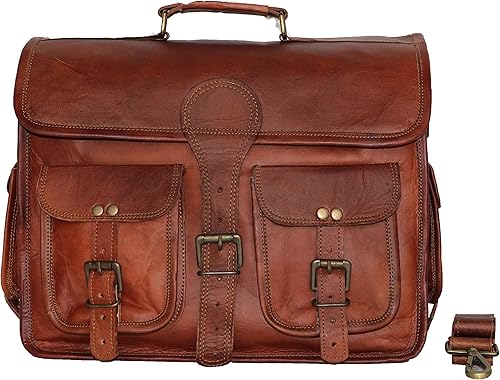 15 "bolso de mensajero de cuero para computadora portátil, maletín de oficina, regalo para hombres, bolsa de hombro desgastada