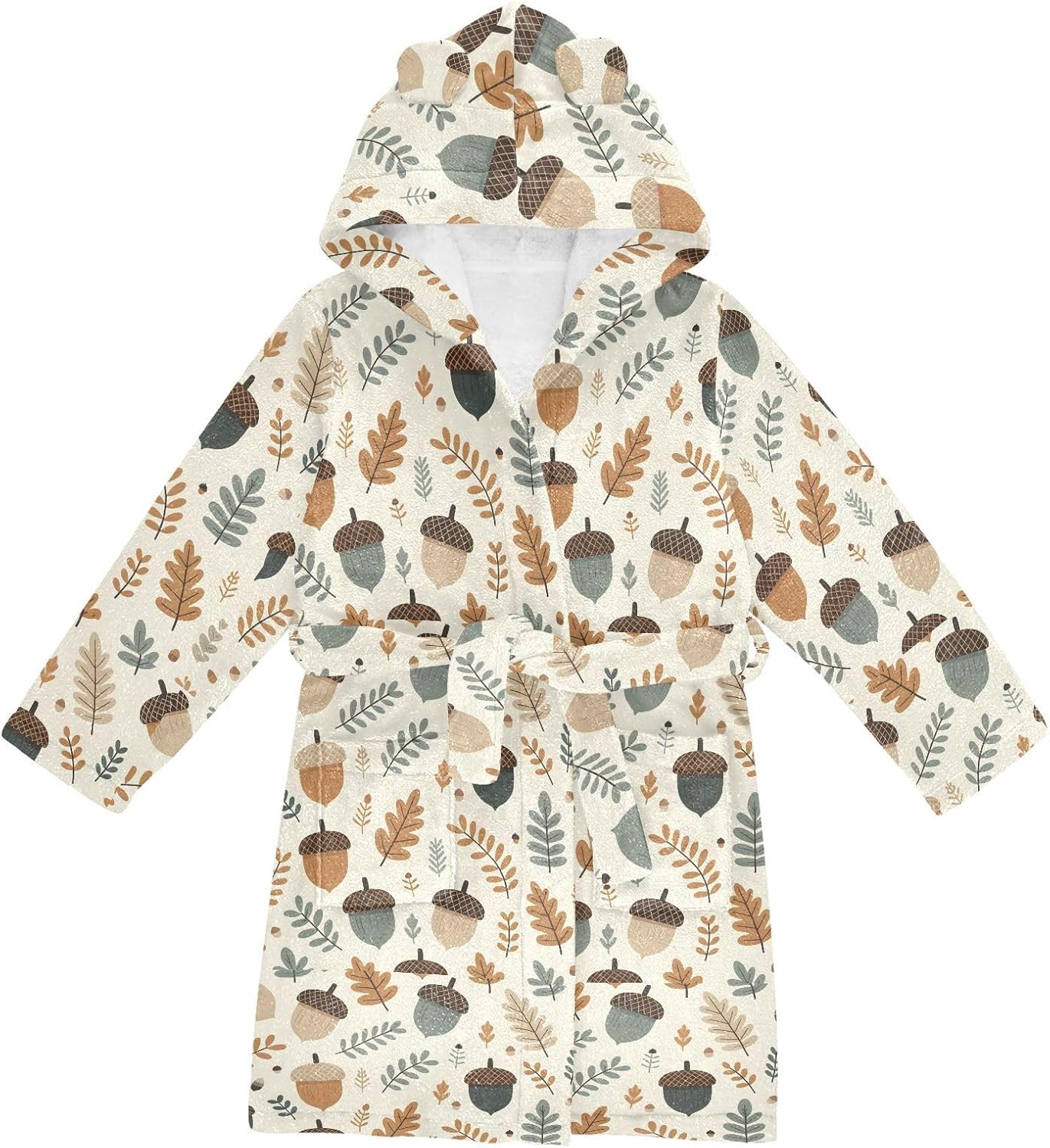 senya Palm Fruit Toddler Hooded Bathrobe Kids Soft Plush Bath Towel Robes for Boys Girls 2-12 Years