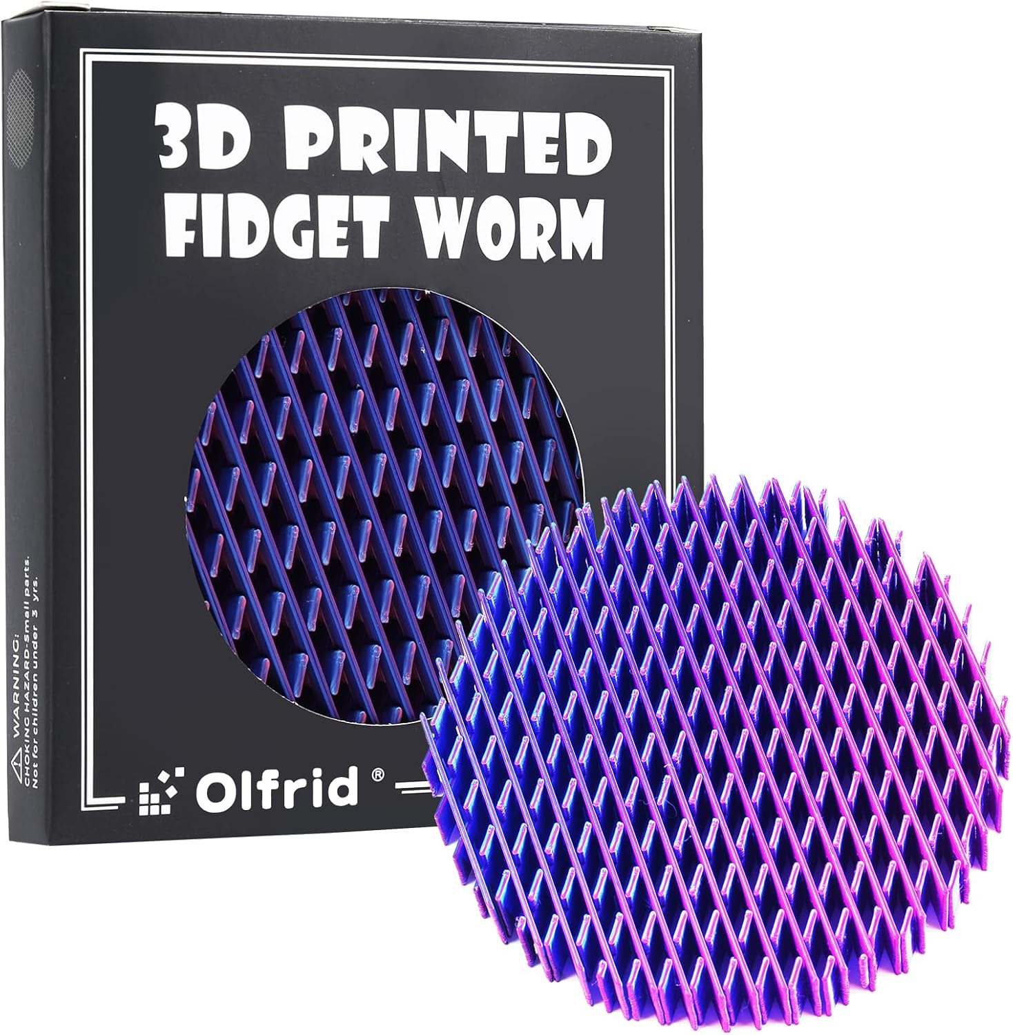 Fidget Worm Toy, Real 3D Printed Fidget Toys For Adults & Kids, Cute Worm Fidget Toy For Anxiety And Stress Relief, Stretchy Elastic Mesh Desk Fidgets Stress Toy For Silent Squeeze (Red Blue Gradient)