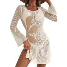 IWD Swimsuit Cover Up for Women 2026 Crochet Swimwear Mesh Knit Bathing Suit Beach Dress Summer Vacation Outfits