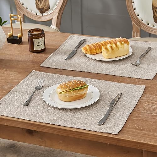 Miniatura 2 de BALCONY & FALCON Juego de 6 manteles individuales de tela de lino sintético, lavables, impermeables, resistentes a las arrugas, para comedor,
