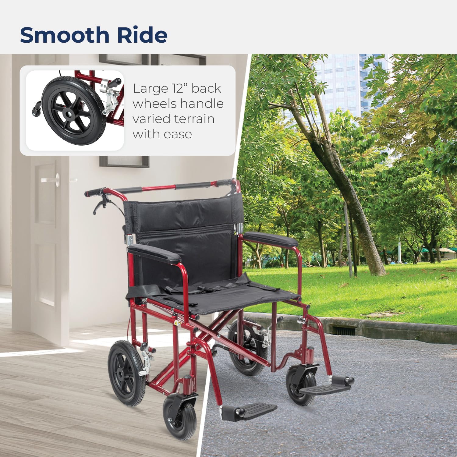 Drive Medical Bariatric Transport Chair - Red -6 Drive Medical Bariatric Transport Chair - Red -6