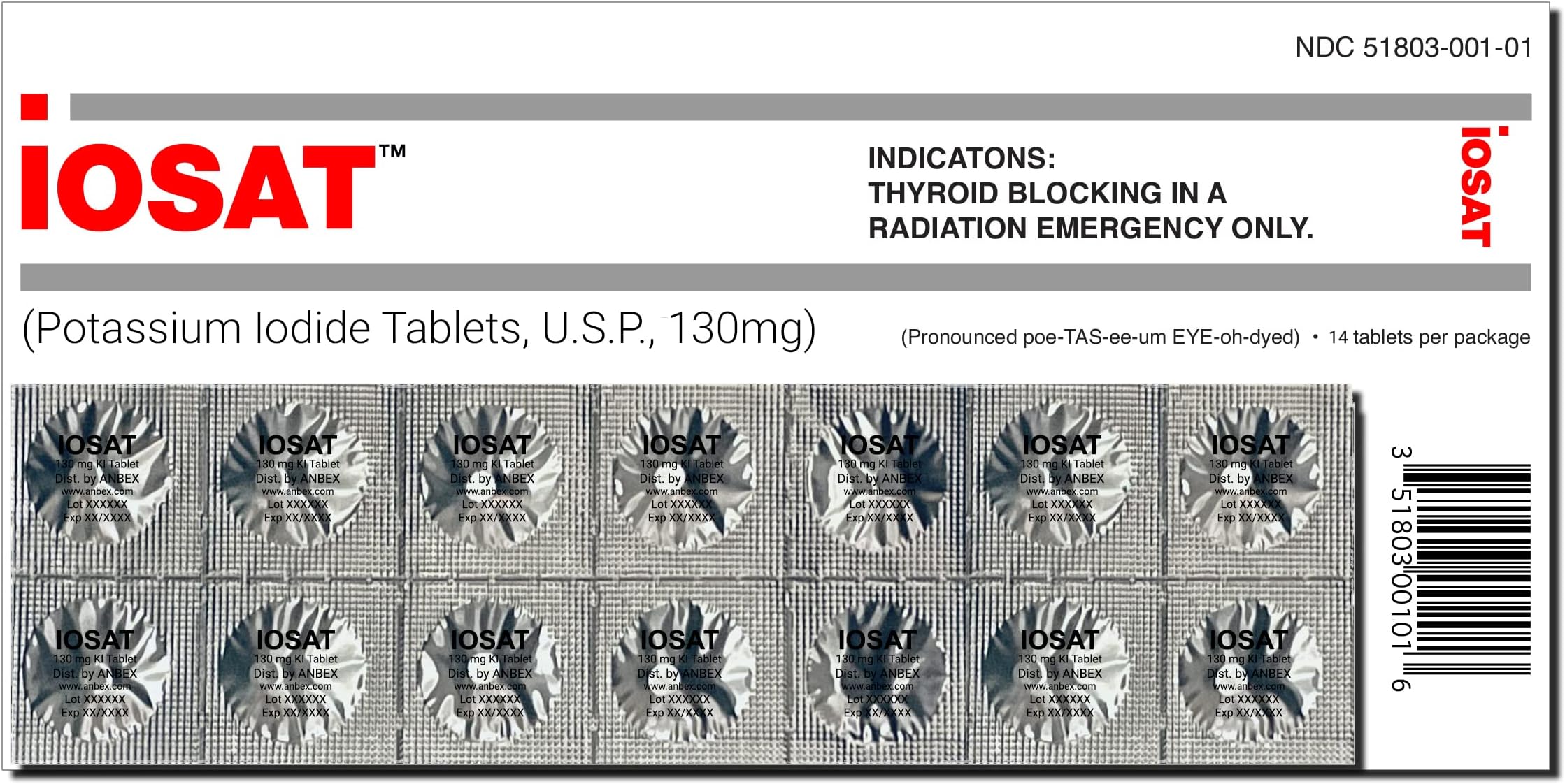 Potassium Iodide Tablets, USP, 130mg