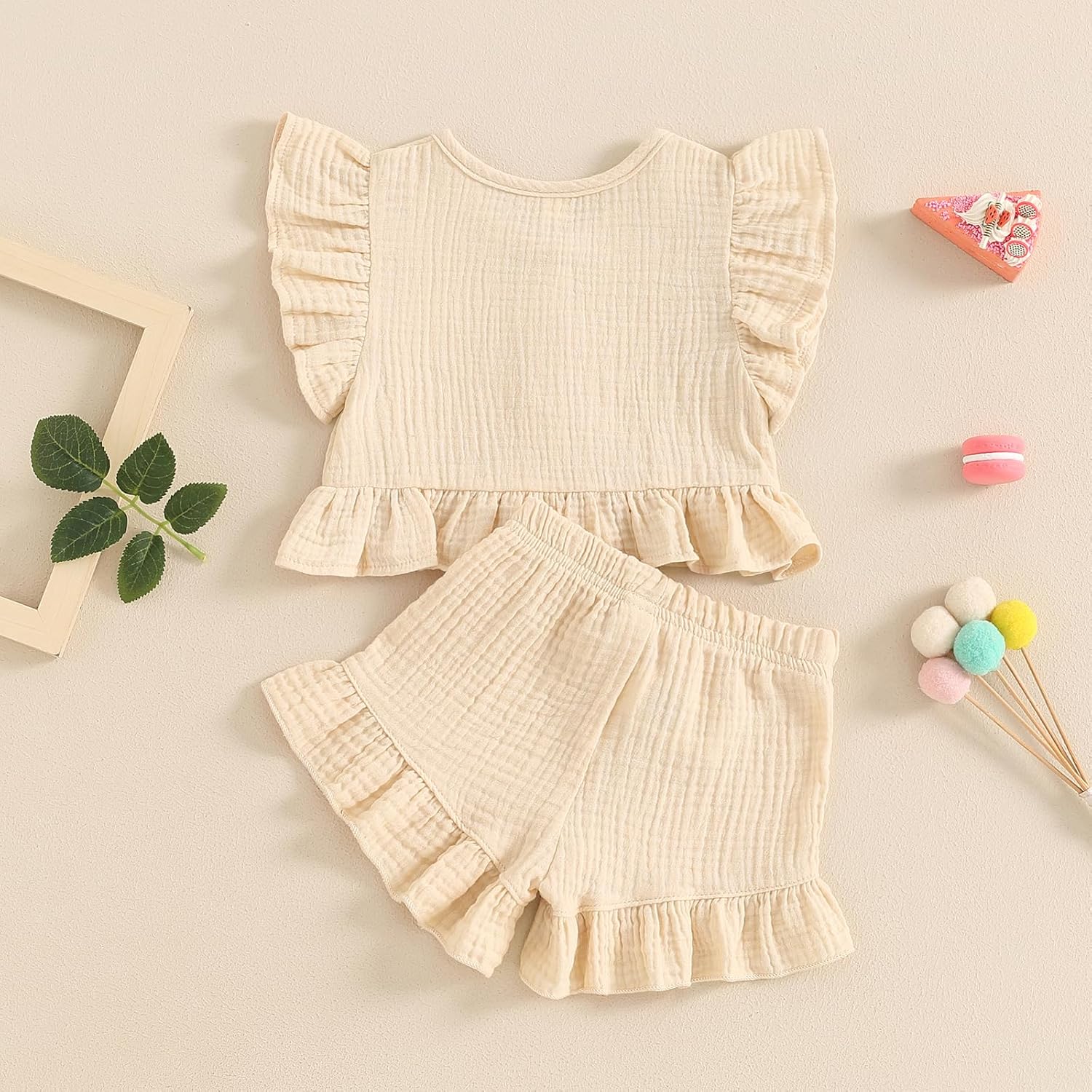 BemeyourBBs Summer Toddler Girl Clothes Baby Girl Ruffle Sleeveless Shirt with Buttons Bow Bloomers Shorts Set Cute Outfits - Image 3