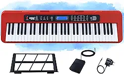 Teclado Musical Kobe KB-300 Display LCD 5/8 61 Teclas Sensitivas ao Toque com Pedal Sustain