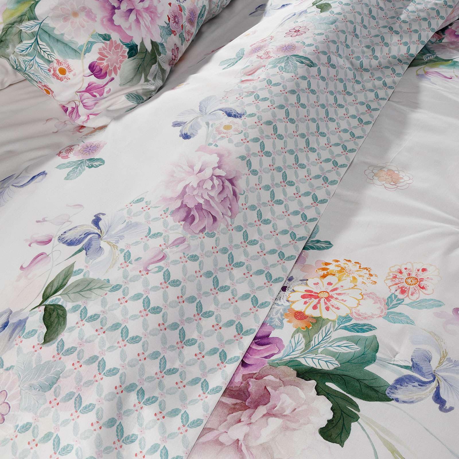 Caleffi - Parure de lit avec Housse de Couette 100% Coton – 2 Taies d’Oreiller 50x80 cm, Linge de Lit Confortable et Elégant - Housses de Couettes Pour 1 Personne ou 2 Personnes