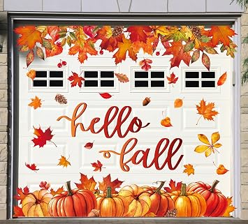 FYSUIMU 31Pcs Hello Fall Garage Decoration Magnet Stickers Pumpkin Maple Leaf Refrigerator Decals for Autumn Harvest Thanksgiving Home Party Garage Door Car