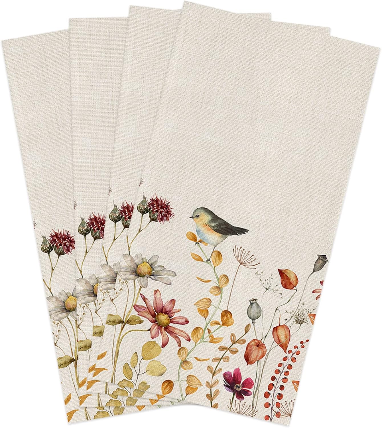 LEOKOTI Fall Botanical Kitchen Towels, Absorbent Dish