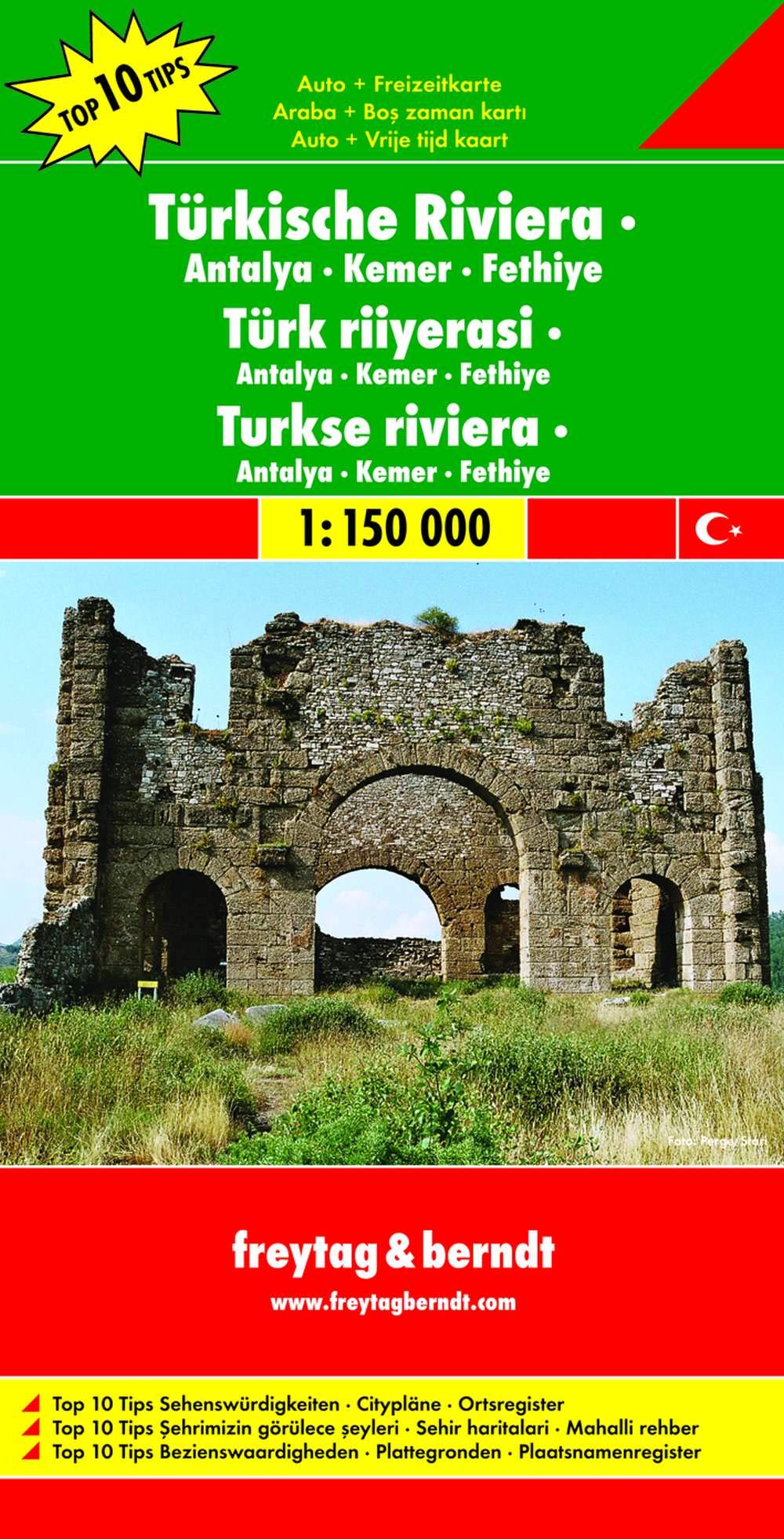 Turkish Riviera - Antalya - Kemer - Fethiye Road Map 1:150 000