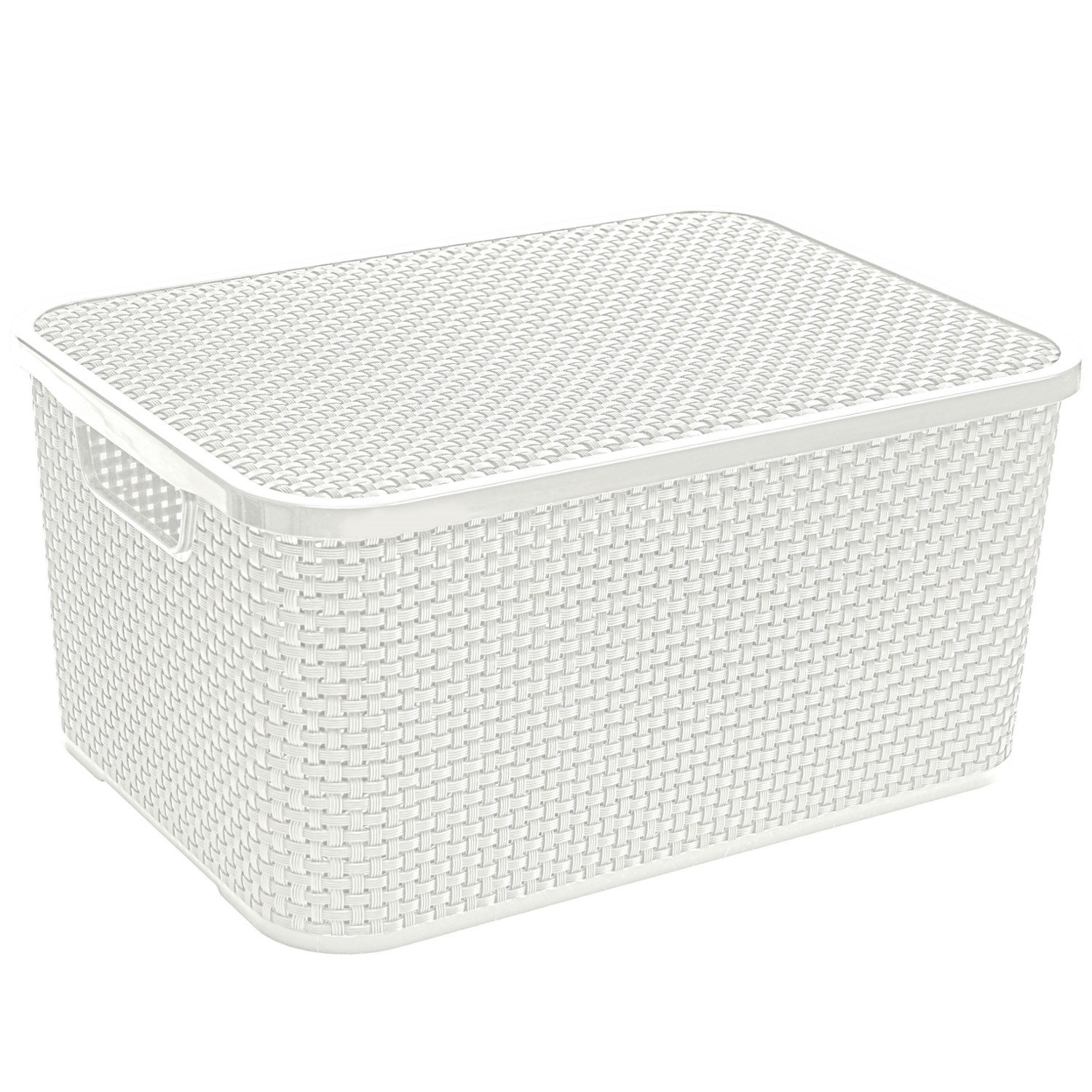 BranQ Rattan Basket With Cover Gray Bin White Basket Brown Box 10L or 19L (White, 19L)