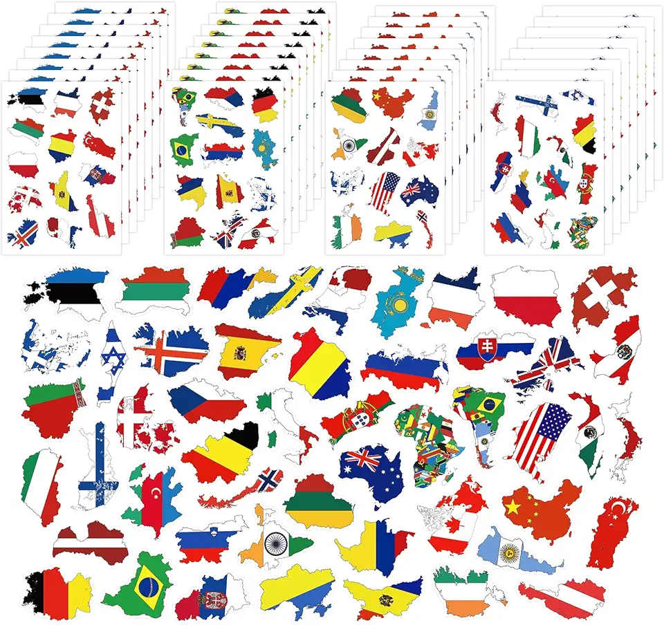 32 folhas de adesivos de bandeira do país para decoração, mais de 400 peças de adesivos de bandeira do mundo para scrapbooking, impermeável, adesivo de viagem pelo mundo, adesivo country para garrafas