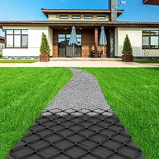 2 Inch Depth Gravel Grid Paver System，HDPE Geo Grid Ground Gravel Grid,for Subgrade Work, Landscaping, Honeycomb Gravel Ground Grid, Gravel Grid Pathway Walkway Stabilizer (Size : 2x2m(6.6x6.5ft))