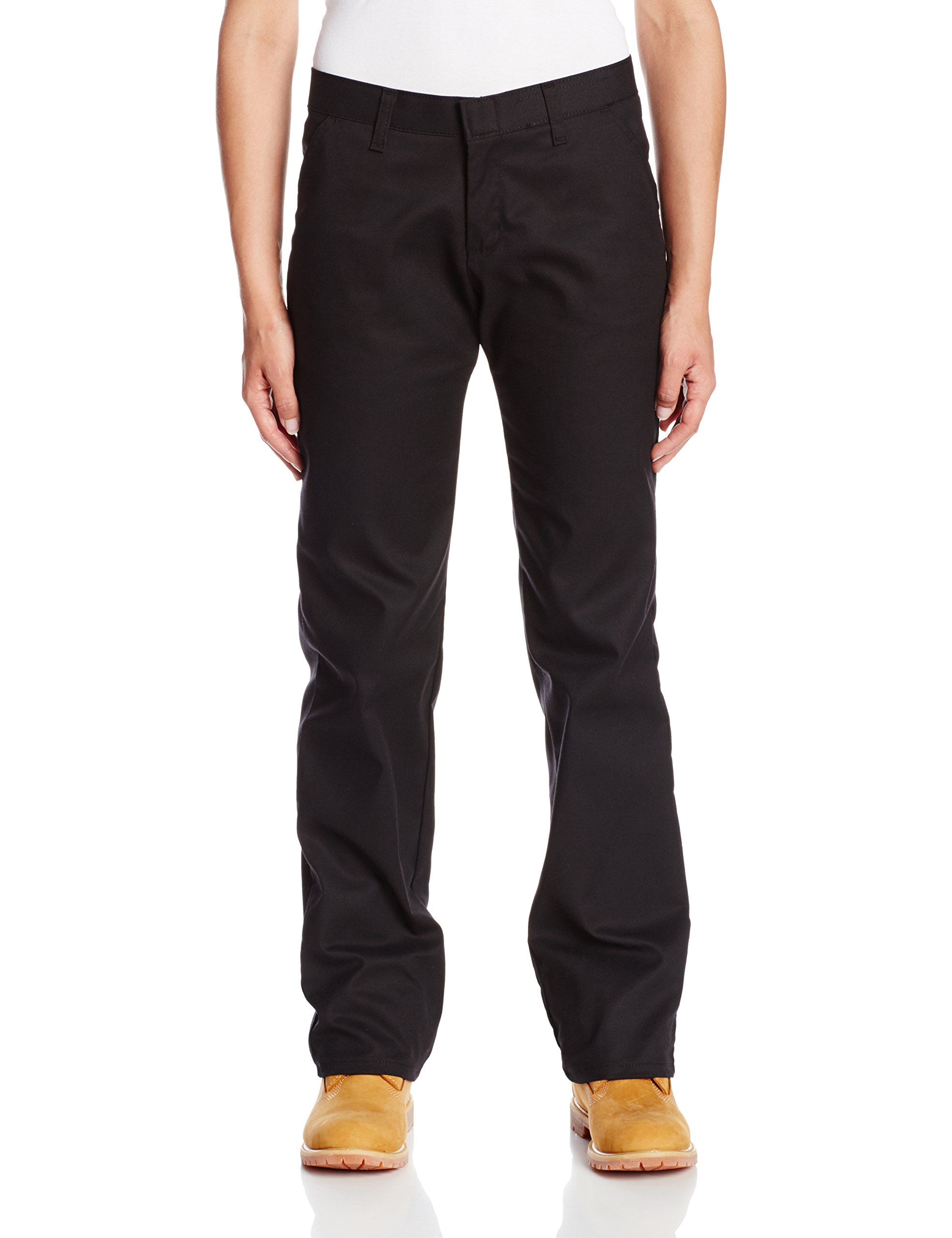 Dickies Occupational Workwear FP331BK Polyester/Cotton Casual Fit Women's Flat Front Twill Pant with Straight Leg, Black