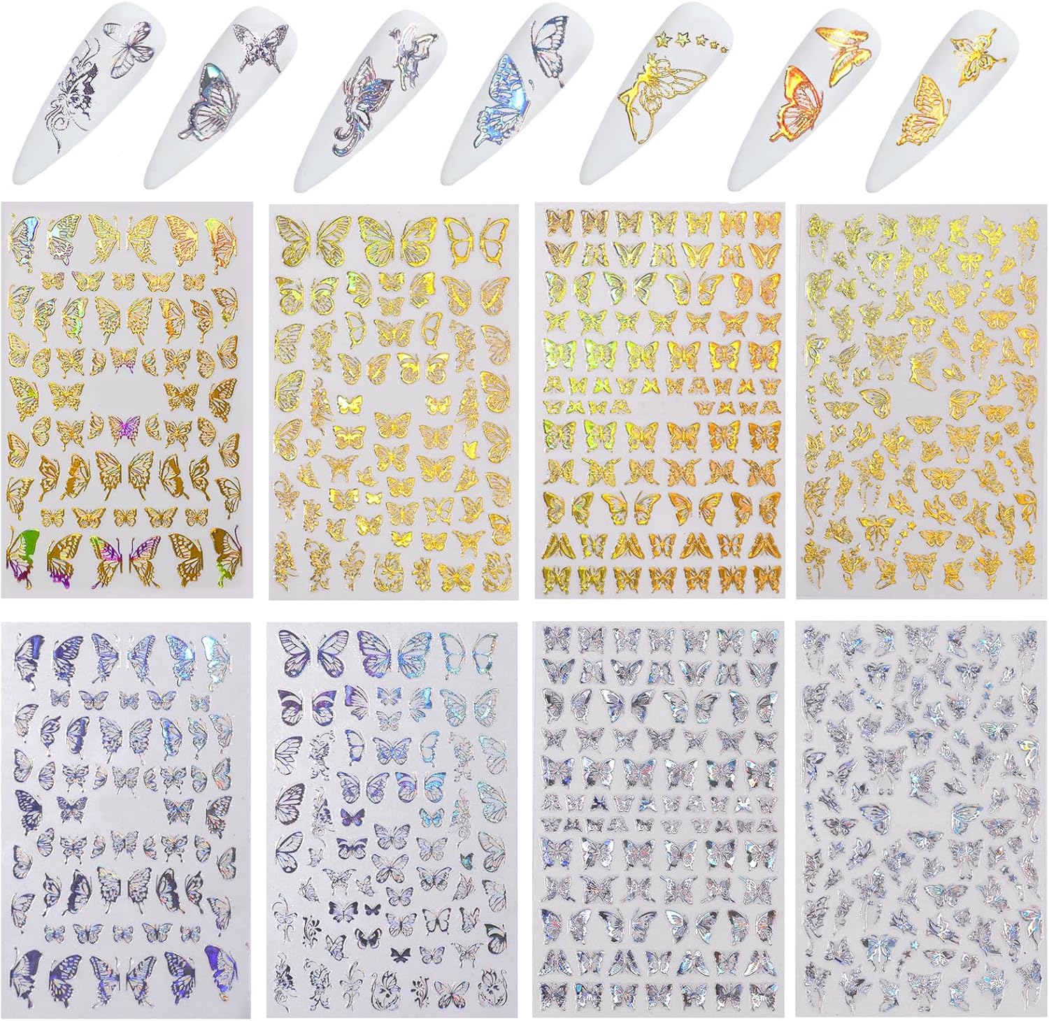 12 Butterfly Nail Stickers,Nail Designs, 3D Self-Adhesive Nail Stickers, Perfect for Nail Art Decorations