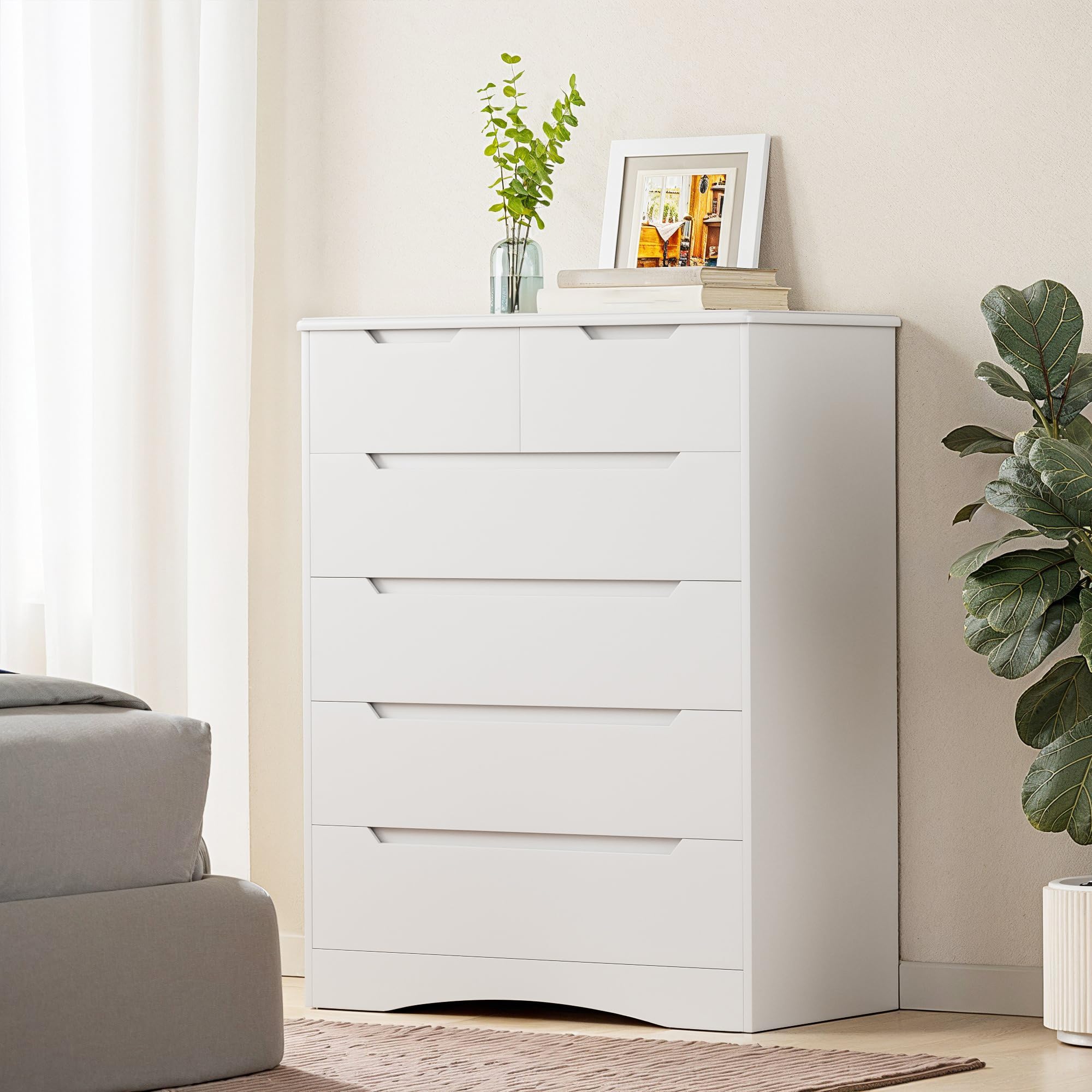 Gizoon tall white 6 drawer dresser for bedroom