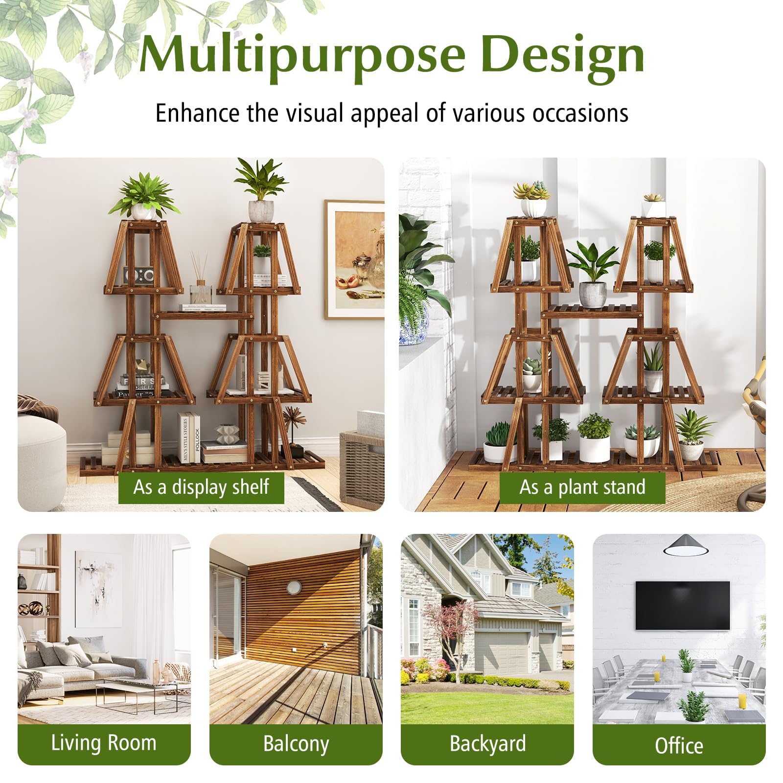 Amazon.com : Giantex Plant Stand Indoor, 5-Tier Wooden Trapezoid