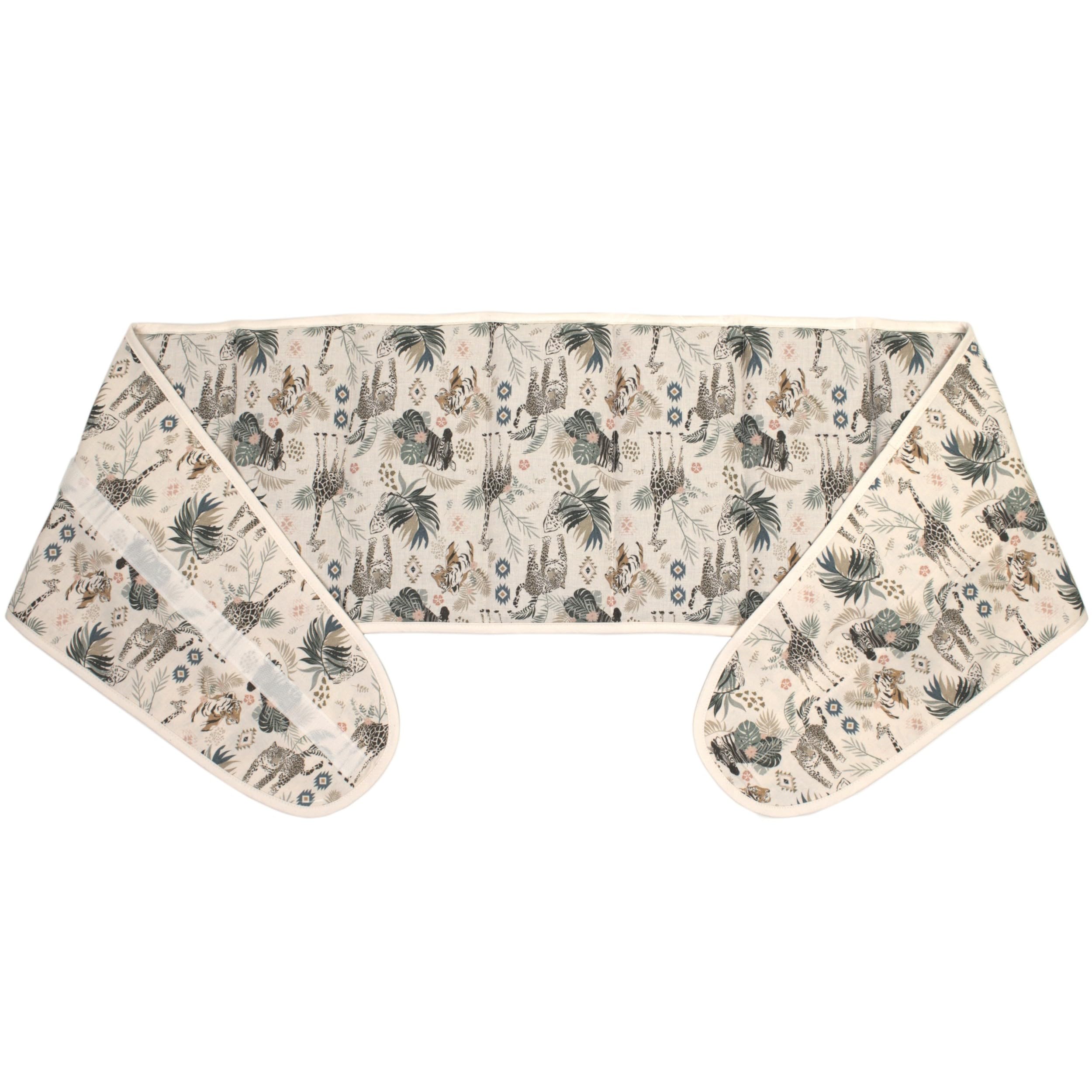 Cuscino termico cintura, semi di farro bio (Lunghezza totale: 135cm, animali selvatici, Cotone Bio) Grande cuscino riscaldabile, caldo e freddo - microonde, forno e frigorifero