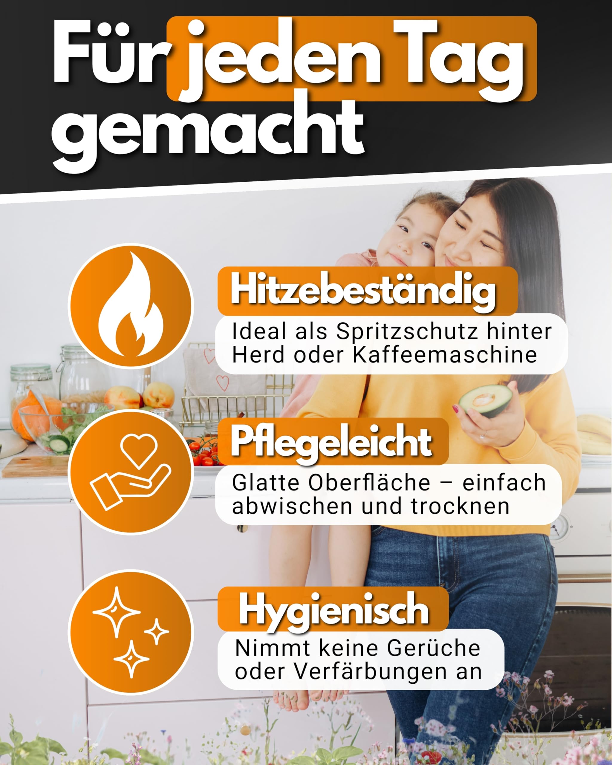 Feuerfest 123 Wandverkleidung I 450x600mm I Hochwertige Küchenrückwand aus 100% rostfreiem Edelstahl I Stilvoller Küchen-Rückwandschutz I Robuster Küchenwand-Spritzschutz aus präziser Handarbeit
