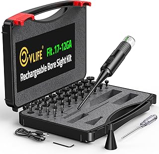 CVLIFE Upgraded Rechargeable Bore Sight Laser with 32 Adapter Kit, Professional Green/Red Laser Bore Sight with Powerful Support for Hunting, Fits .17 to 12GA Calibers - CVLIFE