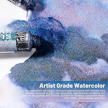 Amazon | SUPER VISION 水彩絵の具 ラメ入り分離色 10色 8ml
