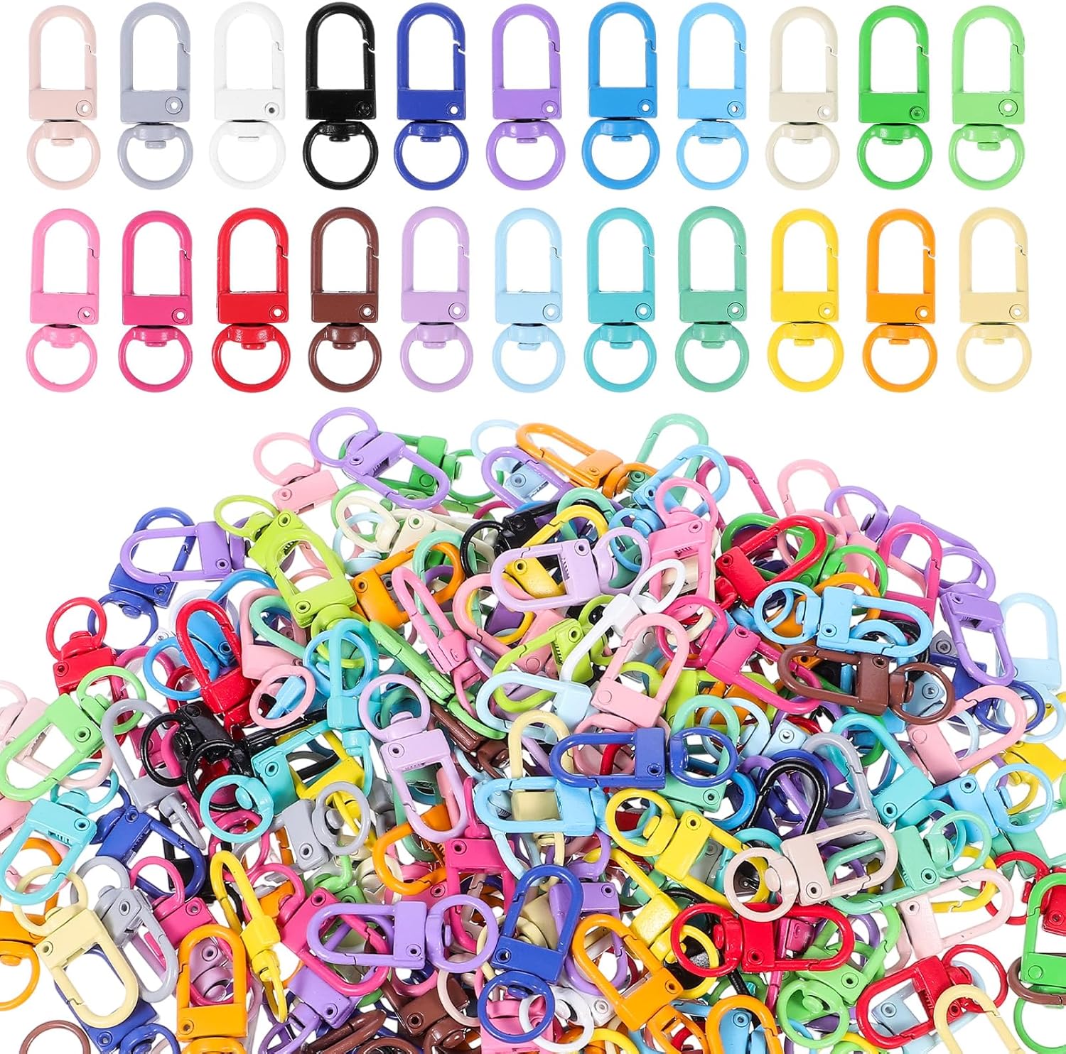 250pcs Swivel Lobster Claw Clasps for Keychains Colorful Lanyard Key Chain Hooks for Craft Metal Keychain Clip Small Keychain Clasp for Jewelry Making Connector Art Crafts
