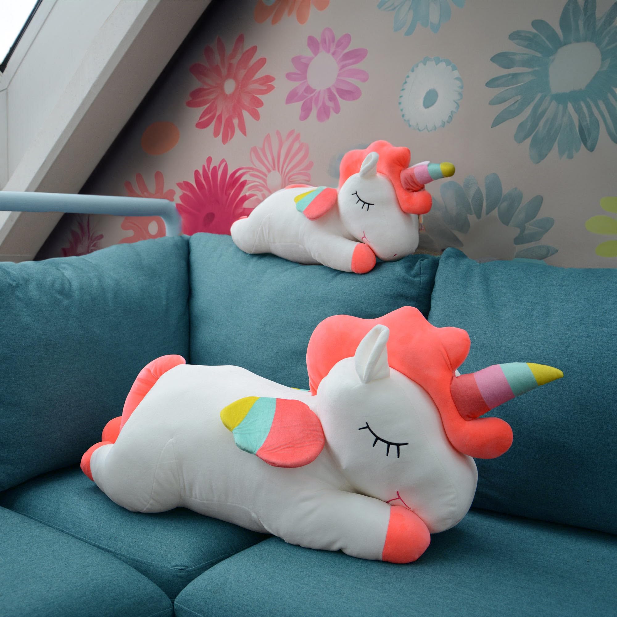 UNUS Coussin de positionnement latéral - Coussin d'allaitement - Coussin de positionnement licorne pour enfants - Décoration pour enfants - En coton - Pour le repos - Extrêmement doux - 80 cm