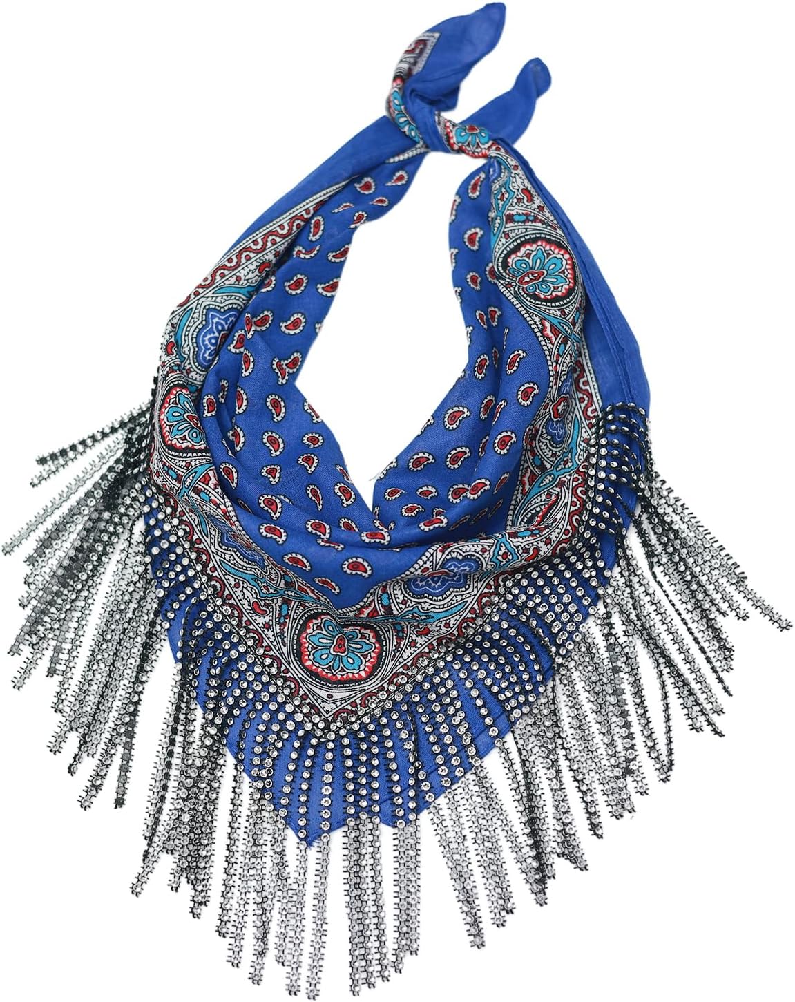 Cotton Bandana with Fringe – Romantic Floral Head Scarf for Valentine’s Day, Boho Fashion – Lightweight Unisex