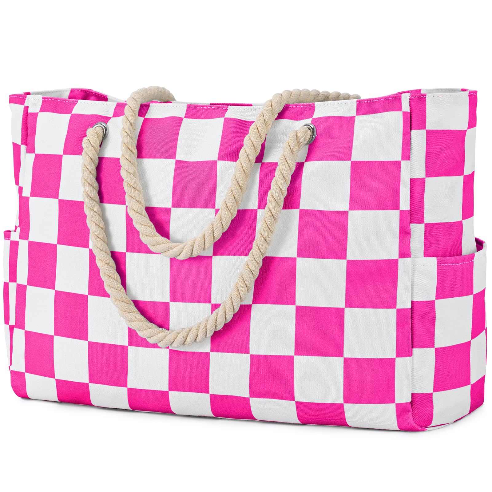 oscaurt Strandtasche Streifen Tote Bag Badetasche Wasserdicht Strandtasche Groß mit Reißverschluss Shopper Tasche Damen Strandtasche XXL Familie Einkaufstasche Umhängetasche Uni tasche Reisetasche